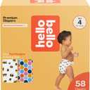 Hello Bello Premium Diapers Size 4 (22-37lbs), Busy Bees & Hive Five Designs, 58ct Club Box