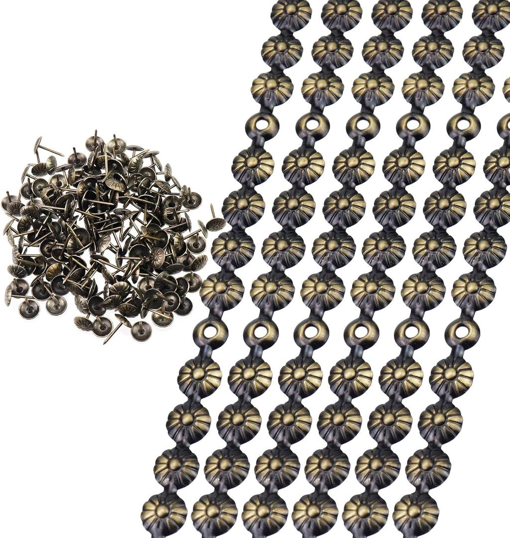 Upholstery Tacks Strips,10 Meters Dia.11mm Decorative Nail Strips/Nailhead Trims, Upholstery Sofa Tacks with Loosing Tacks -Bronze
