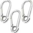 10 PCS M5 2 inch Stainless Steel Heavy Duty Carabiner Clips Keychain with Round Hole Snap Hook Quick Links Safety Chain Rigging Accessories Tool