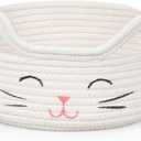 ZLG Round Woven Storage - Baby Diaper, Towel, Dog Toy & Decor Gift Basket - White - 9.8 x 4 inches (Small)