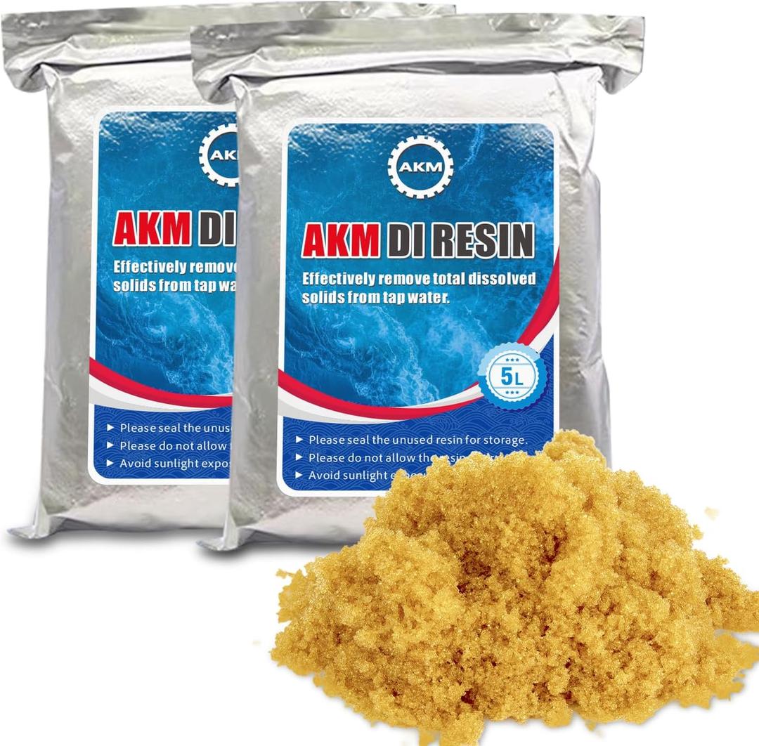 AKM Mixed Bed Deionized Di Resin Filter Fill, Use for Spotless Car Wash System Filter Change, 10 Liters(5 Liters x 2) (EXP 10/24/26)