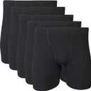 Gildan Men's Underwear Covered Waistband Boxer Briefs, Multipack (Large, Black (5-pack)