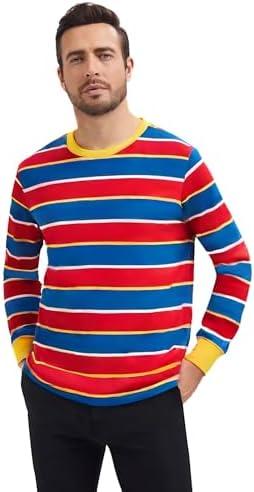 QPAXUCR Adult Men's Cosplay Costume Streetwear Collection Long Sleeve Striped T-Shirt for Halloween, XX-Large