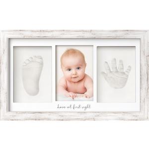 KeaBabies Baby Hand and Footprint Kit - Clay Handprint Keepsake Frame, Newborn Nursery Picture Frame, Personalized New Mom Gifts for Baby First Christmas Shower (Vintage White) (Duo Frame, 13" x 7.8")