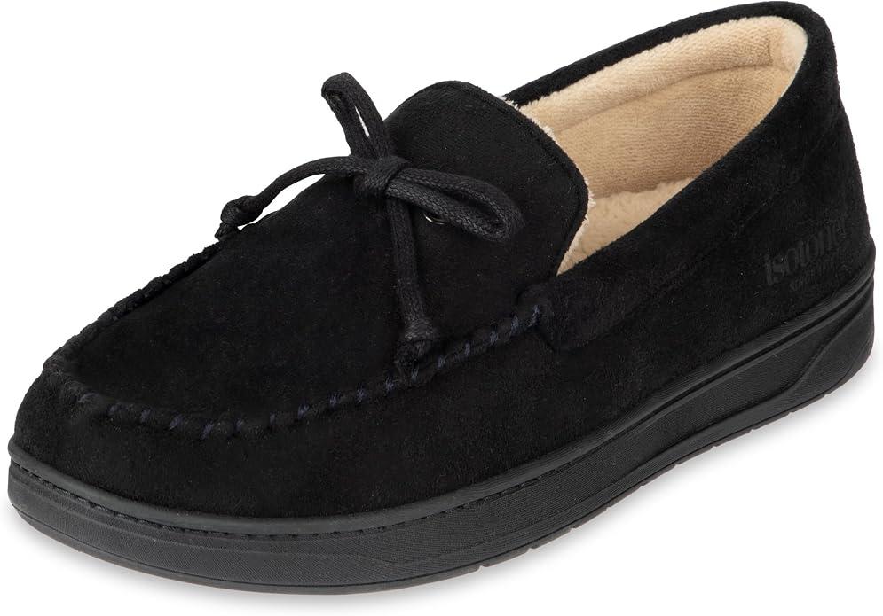 isotoner Men's Slip-on Indoor/Outdoor Microsuede Memory Foam Comfort Moccasin Slippers US 8-9