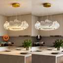 19" Modern LED Gold Chandelier, Modern Lotus Leaf LED Chandelier