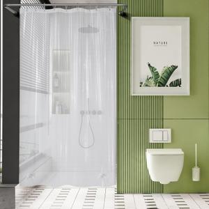 AmazerBath 54x72 Shower Curtain Stall, Plastic Small Shower Curtain Clear, Heavy Duty Thick PEVA, Stand Up Shower Stall Size with 2 Weighted Stones and 9 Grommets