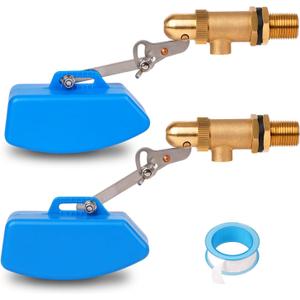 2 Pack Brass Float Valve 1/2 Inch, Livestock Water Tank Float Valve Switch Brass Float Ball Valve Shut Off Pool Auto Fill Valve for Automatic Waterer