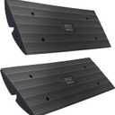 Vehicle Curbside Driveway Ramp - 4ft Heavy Duty Rubber Threshold Bridge Tracks Curb Ramps, 2 Pieces Set (for Car, Truck, Scooter, Bike, Motorcycle, Wheelchair Mobility), Black