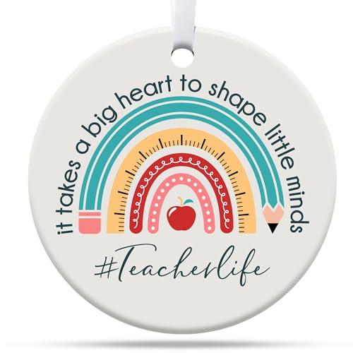 Teacher Gifts for Women, Thank You Gifts from Students, It Takes a Big Heart to Shape Little Minds Ceramic Ornament