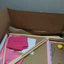 Kids Easel Including 100+ Accessories, Dual-Sided Wooden Easel for Kids Girls Age 3-12 with Magnetic Chalk & Painting Board, Free Height Adjustable Art Easel Supplies for Toddlers (Pink), 7"d X 22"w X 50"h