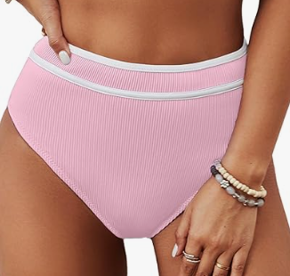 Women's High Waisted Bikini Ribbed Two Piece, L