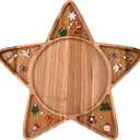 Guowall Star Shaped Resin Wooden Tray Serving Platter Christmas Decoration Cheese Board for Kitchen, Home Decor, Food Display - 1 pc/Set