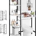K2 Heavy Duty 7-Tier Over The Toilet Storage CabinetWith Magnetic Doors & Adjustable FeetFreestanding Above Toilet ShelfSpace Saver Bathroom Organizer 9.3"D x 31.5"W x 67.2"HBeige White