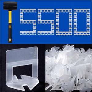 Tile Leveling System Clips Tiles Leveler Spacers Tile Clips 1/16 inch Tile Spacer 5500 Piece and 16 oz Rubber Mallet Hammer .Tile Tools Set for Professional Ceramic and Stone Installation