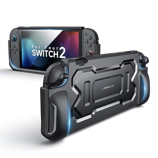 JSAUX Protective Case for Nintendo Switch 2 2025, TPU Grip Portable Cover Compatible with Switch 2 Case and JoyCon Controller, Accessories with Drop & Scratch Resistance–Black