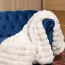 Ultra Soft Cozy Faux Fur Throw Blanket, Fuzzy Plush Thick Bubble Blanket, Oversize Luxury Fluffy Blanket for Couch, Bed, and Living Room, 60x80 Inches, Cream White, Twin