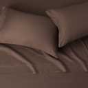 Amazon Basics Breathable Ultra-Soft Microfiber 4 Piece Bed Sheet Set with 14-Inch Deep Pockets, Machine Washable, Wrinkle Resistant, King, Chocolate, Solid