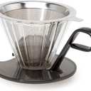 Primula Seneca Pour Over Coffee Maker Removable Ultra Fine Micro Mesh Stainless Steel Filter, 4.8 x 4.8 x 4.8 inches, Black
