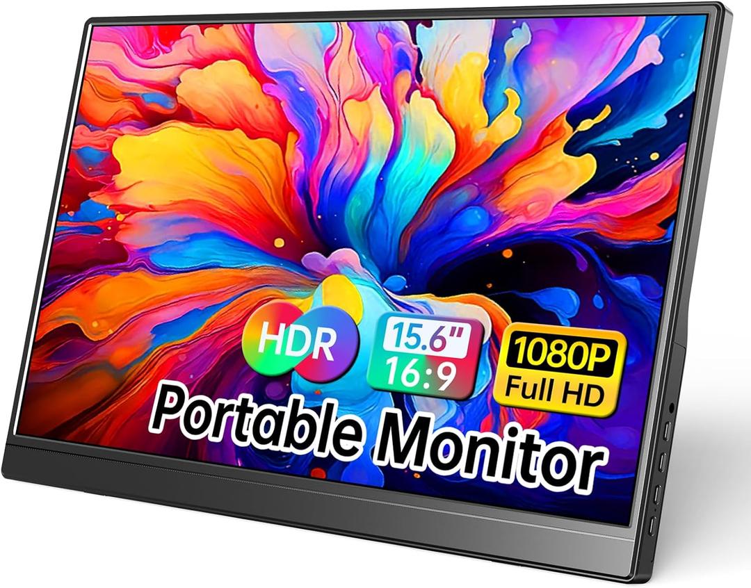 Portable Monitor 16 Inch 1080P USB-C HDMI Ultra-Slim Travel Monitor with Kickstand, Compatible with Xbox, Laptop, PC, Mac Phone, PS, Switch IPS Ultra-Thin Zero Frame Gaming Monitor 