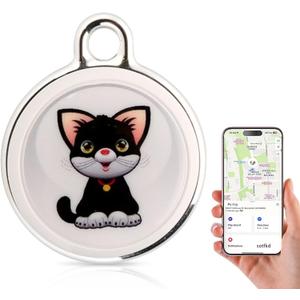 Dog GPS Tracker - Tiny & Lightweight, Waterproof Pet Tracker for Small Dogs & Cats | Apple MFi Certified, No Subscription or Monthly Fee | Smart Anti-Loss Locator for Pets, Keys & Wallets (Cat)