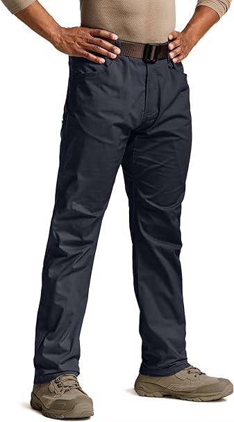 CQR Men's Flex Stretch Tactical Pants, Water Resistant Ripstop Cargo Pants, Lightweight EDC Outdoor Work Hiking Pants, Size 36W x 34L