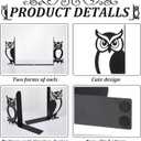 Geelin Owl Bookends for Shelves Decorative Metal Book Ends Set of 2 Styles Vintage Style Black Owl Design Heavy Duty Non-Slip Book Holders for Home Library Office Decor Gift for Reading Lovers