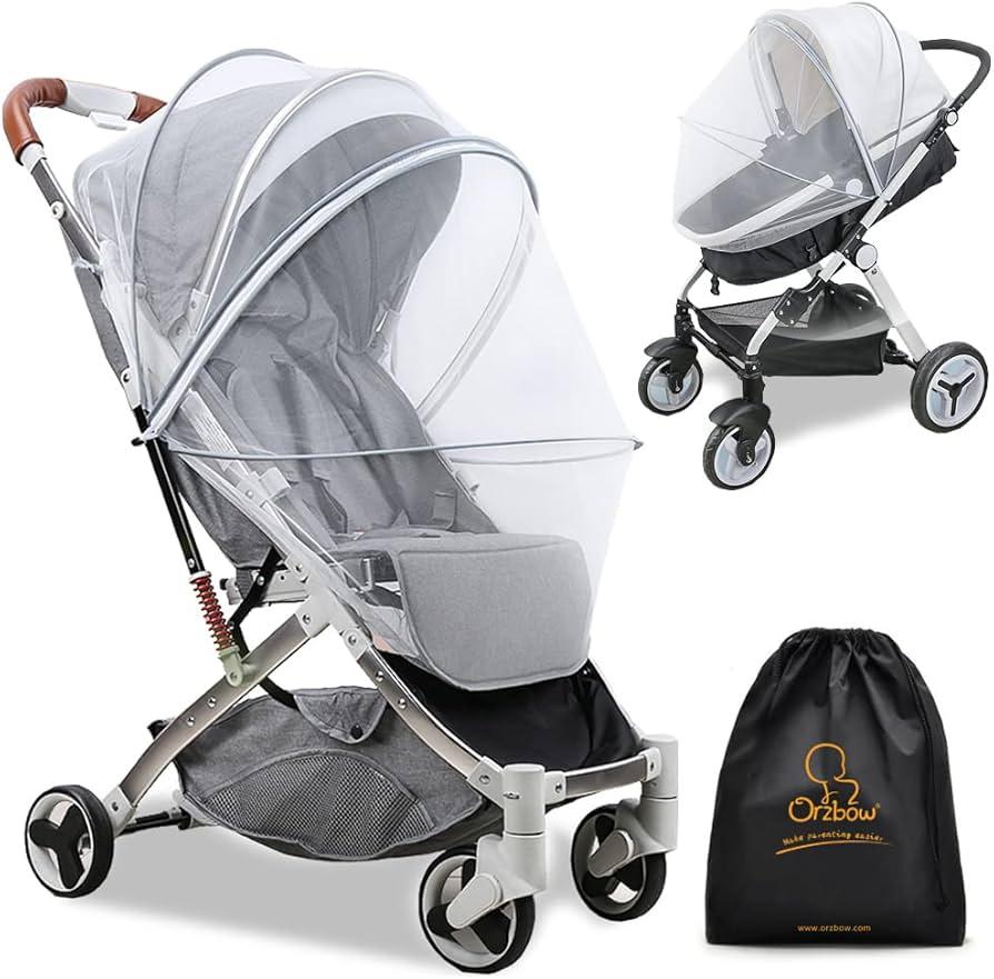 Mosquito Net for Stroller | Universal Baby Bug Net for Strollers, Car Seats, Bassinets, Cradles, Mini Cribs, Breathable & Foldable Mosquito Cover with Travel Bag, Baby Summer Essentials, White