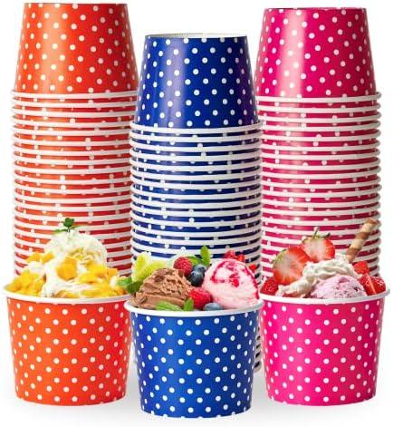 LITOPAK 150 Pack 8 oz Ice Cream Cups, Disposable Dessert Cups for Cold or Hot Food, Coloured Paper Dessert Bowls for Soups, Sundaes, and Ice Cream