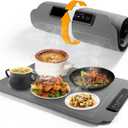 Food Warming Mat, Electric Food Warming Mat with 4 Temp Settings & 6H Timer, Portable & Rollable, Fast Full Surface Electric Warming Tray with Child Lock for Party and Daily Use (Grey) (Gray)