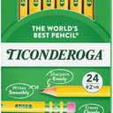 Ticonderoga Wood-Cased Pencils, Unsharpened, 2 HB Soft, Yellow, 24 Count