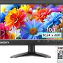 10.1" Security Monitor, 1024x600 HD Display, HDMI VGA BNC AV USB Ports, Small Monitor with Built-in Speakers & Remote Control, for CCTV Surveillance, DVR, PC, Raspberry Pi