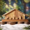 Christmas Wood Nativity Scene Set Decoration 3.9 x 11.8 Inch Rustic Manger Stable Tabletop Decor Vintage Wood Nativity Scene Stable Crche for Christmas Home Table Fireplace Shelves Desk Decor