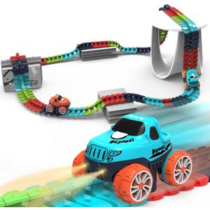 Race Track Toy for Kids Boys with LED Light-Up Car, Flexible Changeable Battery Electric Race Car Track for 3 4 5 6 7 8+Year Old Boys Girls as Birthday Party Gifts (184pcs,1car)