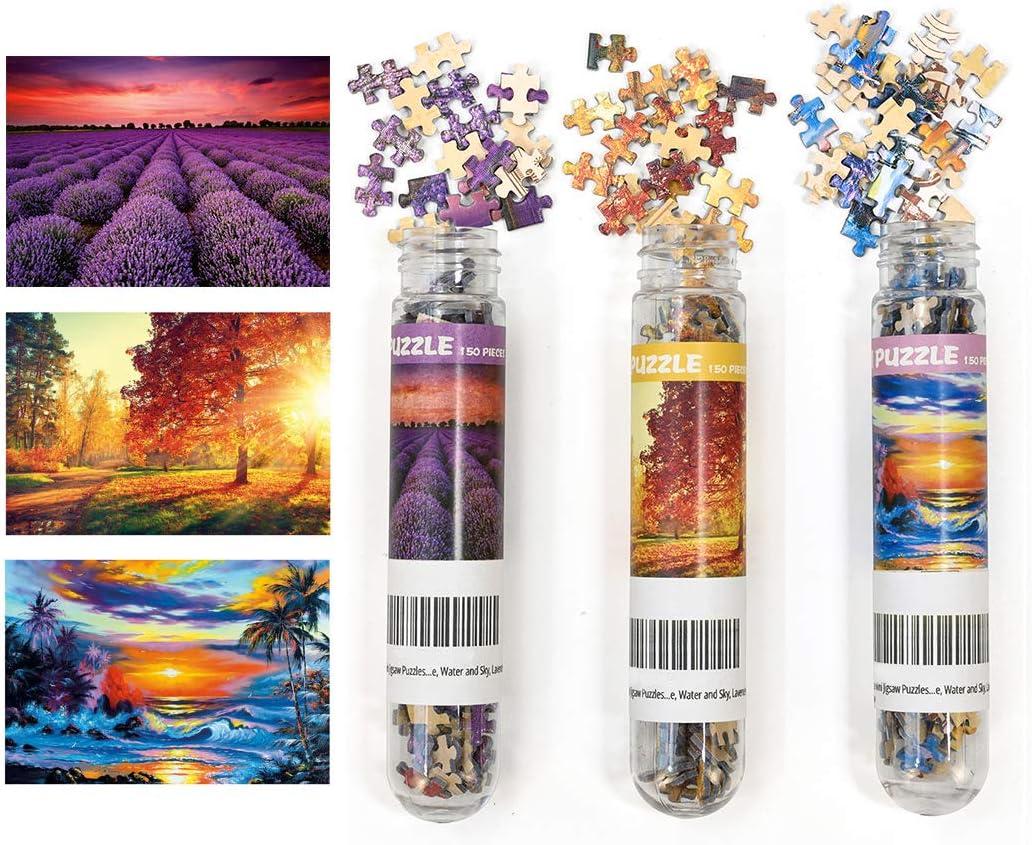 LUUFAN 3 Pack Mini Jigsaw Puzzles 150 Pieces for Adults Small Jigsaw Puzzle 6 x 4 Inches Entertainment Puzzle for Home Decor (Lavender, Sunrise, Sunset)