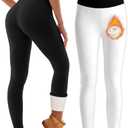 Bluemaple Fleece Lined Leggings Women High Waisted Tummy Control Thermal Warm Workout Hiking Yoga Pants for Cold Winter (Black)