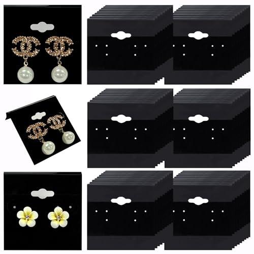 Adorox 200 Piece Black Earring Card Holders with Back Hook – Perfect for Earring Display and Organization