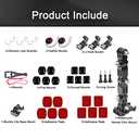 34in1 Motorcycle Helmet Chin+Top+Side Mount Kit for GoPro Hero 13 12 11 10 9 8 7 Black Silver White 6 Osmo and Other Action Camera with Adhesive Sticky Mount and Buckle, Extra Camera Tether