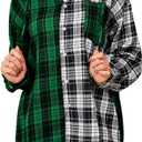 Women’s Button Down Shirt Plus Size Blouse Shirts Tartan Plaid Color Block Casual Oversized Boyfriend Hooded Outwear (M)