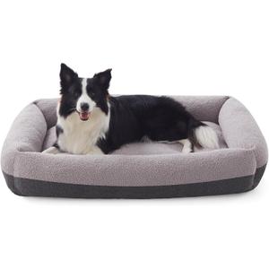 FURTIME Washable Dog Bed Large Sized Dogs, Washable Comfy Fluffy Large Dog Bed, Removable Zipper Cover Machine Wash, Soft Orthopedic Bed Durable Pet Cuddler with Anti-Slip Bottom, 36"x27"x8", Grey