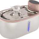 Wireless Cat Water Fountain Stainless Steel, 5200mAh Battery, Ultra Quiet, Automatic Water Dispenser for Cats, 108oz/3.2L, Two Flow Modes, BPA-Free, Multi-Filtration, Includes 2 Filters- Creamy