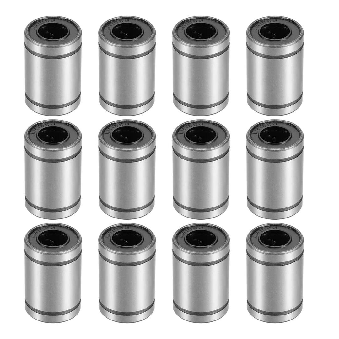 Linear Ball Bearings, LM10UU 10mm Linear Motion Bushing Double Side Rubber Sealed Rod Liner Shaft Parts for CNC Machine 3D Printer 12 Pack