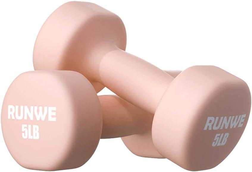 RUNWE Dumbbells Set of 2 - Cast Iron Dumbbell Pairs Options for 1 3 5 7 OR 10 LB Each, Hand Weights Sets Exercise & Fitness Dumbbell Free Weights for Child, Women, Men (Sold in One Pair Not All Sets)