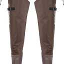 Hip Waders for Men Waterproof, Hip Boots for Women, 2-Ply PVC/Nylon Bootfoot Hip Waders for Fishing & Hunting (M7/W9, Brown)