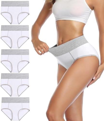 wirarpa Women's Cotton Underwear High Waist Stretch Briefs Soft Underpants Ladies Full Coverage Panties 4 Pack, S