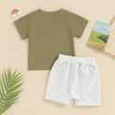 Toddler Baby Boy Summer Clothes Letter Print Short Sleeve Shirt Tops and Shorts Set Summer Outfit 2Pcs (0-6 Months)
