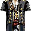 SightYoung Pirate Shirt Men, Black Pirate T-Shirt for Men and Women, Adult Pirates of The Caribbean Shirt, Novelty Costume, Funny Caribbean T-Shirt, XL