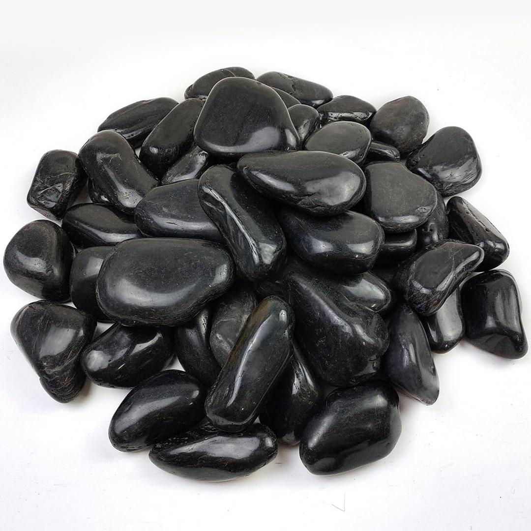 YISZM 40lbs Large River Rocks for Landscaping, 3-4" Black Pebbles for Garden Design, Hand-Picked Smooth Stones for Fish Tank, Flower Pots, Indoor Water Fountains, Pathways, Backyard