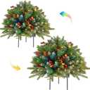 2 Pack Artificial Christmas Urn Filler, 18IN Pre-lit Outdoor Christmas Tree