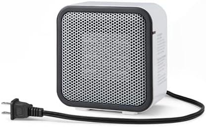 Amazon Basics Portable Mini Ceramic Space Heater, for Office Desk and Indoor Use, 500 W, With Tip-Over Protection, Lightweight (1.4 LBS), White, 5.9 x 3.2 x 6 inches